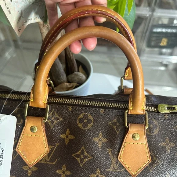 Louis Vuitton Brown Bandolier and Tan Monogram Satchel - Picture 7 of 10